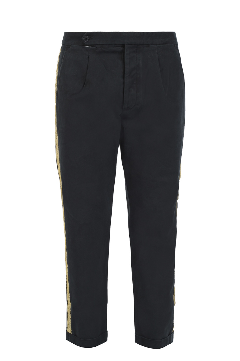 Gold side stripe on sale trousers